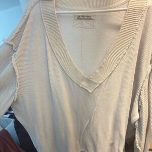 Free People Cream V-Neck Top